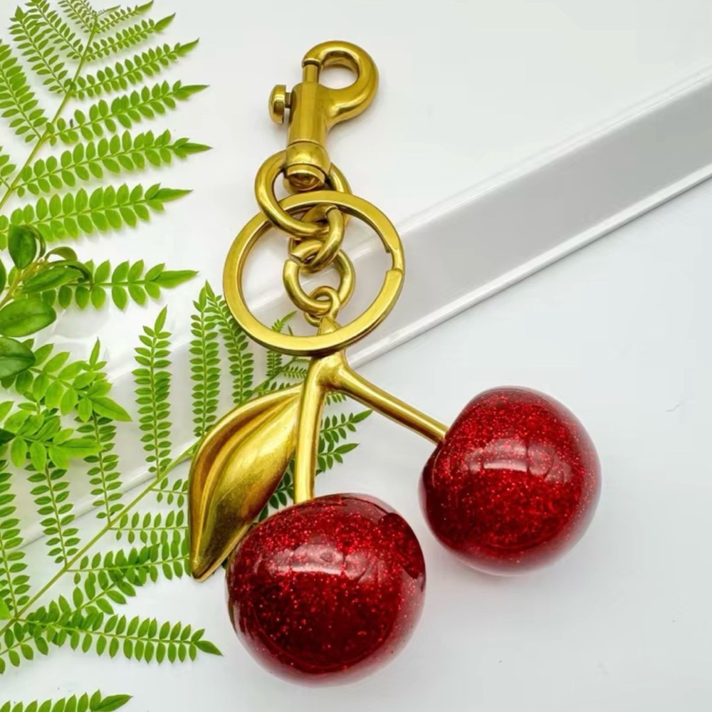 Gold and Red Cherry purse charm - Picture 2 of 3